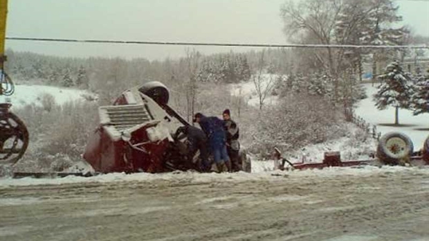 Camion renversé sur la 173