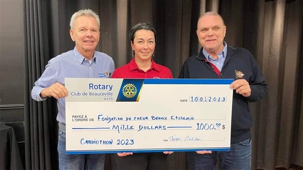 Le Club Rotary de Beauceville remet 1 000 $ à la Fondation du Cœur Beauce-Etchemin