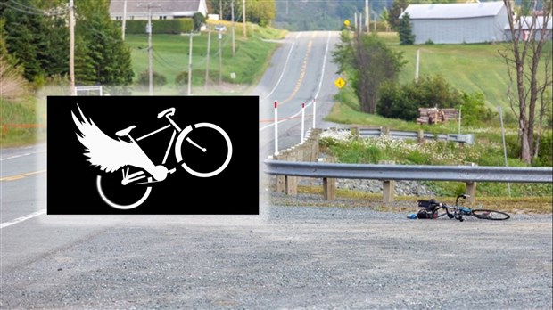 Installation d'un vélo blanc à la mémoire d'un cycliste fauché sur la 173